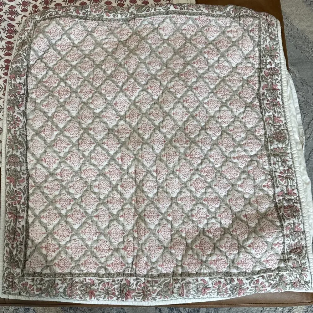 Pottery Barn Amalia Block Print EURO Sham Lot Of 2 Boho 26x26” 2